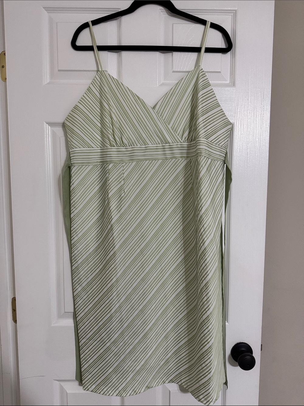 Motherhood Maternity Light Green and White Diagonal-Stripe Strapless Slip Dress
